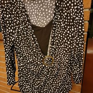 Brown polka dot top size L